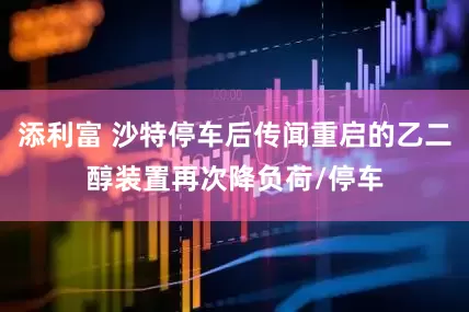 添利富 沙特停车后传闻重启的乙二醇装置再次降负荷/停车